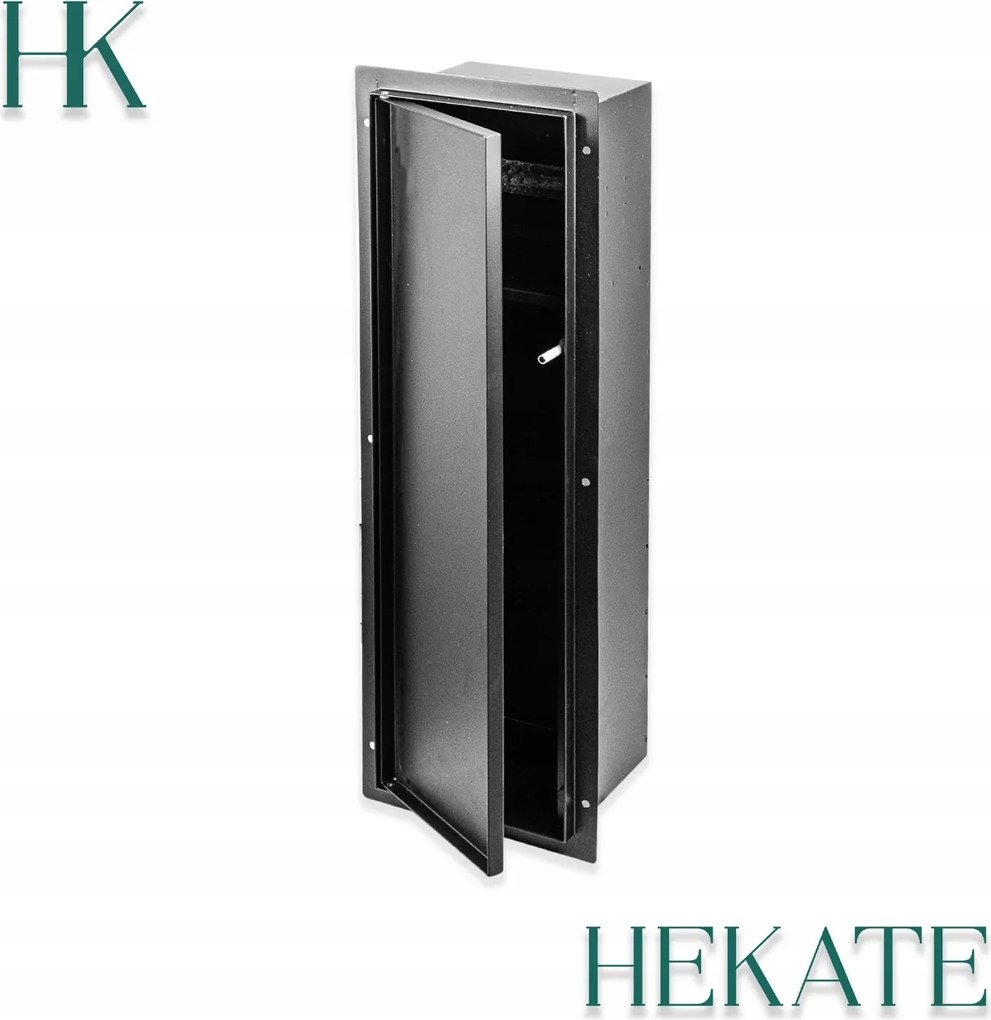 Hekate beépített fürdőszobaszekrény – rozsdamentes acél balos ajtó Fekete