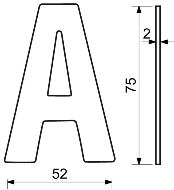 "A" házszám, RN.75L, rozsdamentes acél