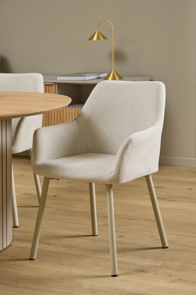 MAZZONI EXPORT VERA Bézs (Apia 453 szövet) / szürke-bézs váz (cashmere) - MODERN KÁRPITOZOTT CHENILLE KAGYLÓSZÉK STÍLUSÚ NAPPALIBA/ÉTKEZŐBE