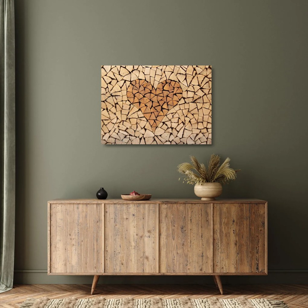 Kép - szív fából (üvegen) (70x50 cm)