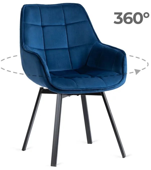 Krzesło Obrotowe LUNA Granatowe Welurowe