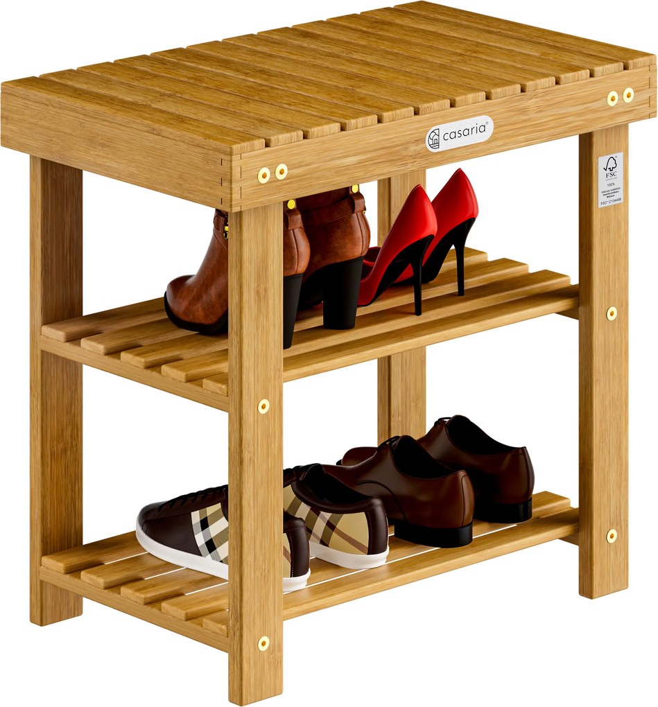 Casaria® Cipőtartó állvány 50 cm - akác
