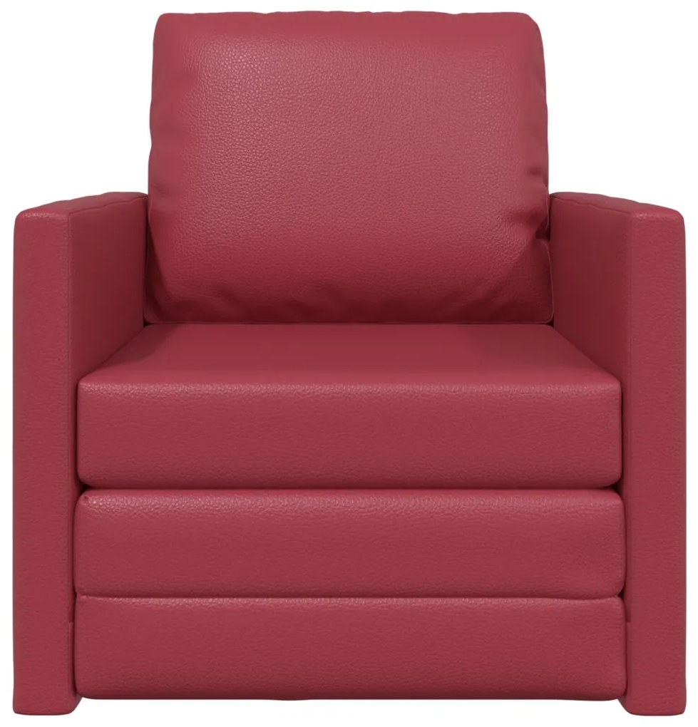 vidaXL Földi Kanapéágy 2 az 1-ben Burgundi vörös 74x77x81 cm Műbőr