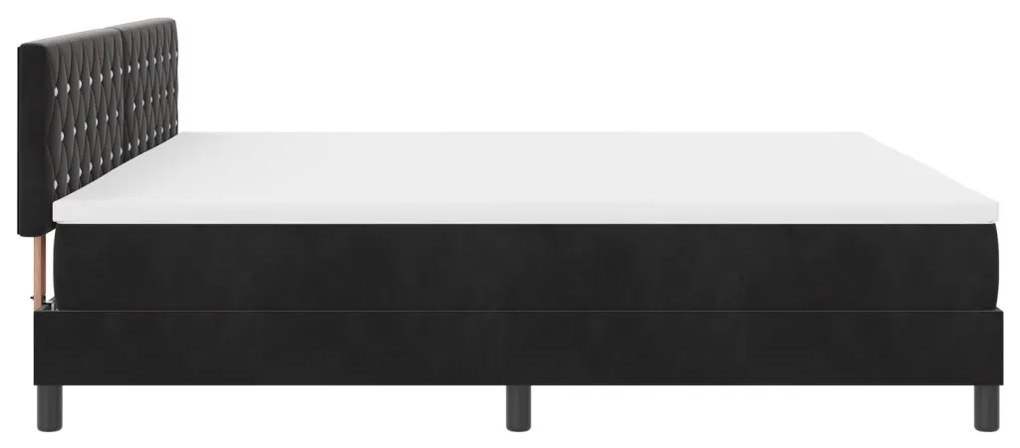 Boxspring Ágy Matraccal & LED Fekete 200x200 cm Bársonyos