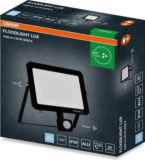Osram - LED reflektor érzékelővel FLOODLIGHT LED/50W/230V 6500K IP65 fekete
