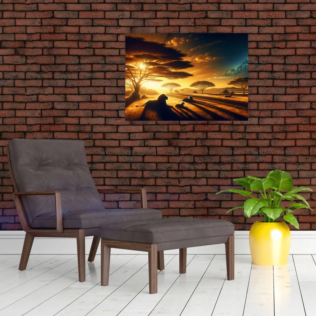 Kép - Pihenő oroszlánok (70x50 cm)