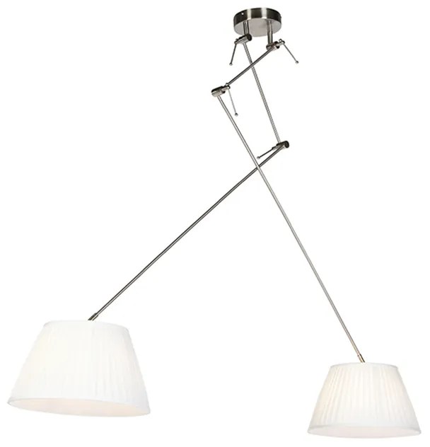 Acél lógólámpa redőzött árnyékolókkal krémszínű 35 cm 2-lámpás - Blitz