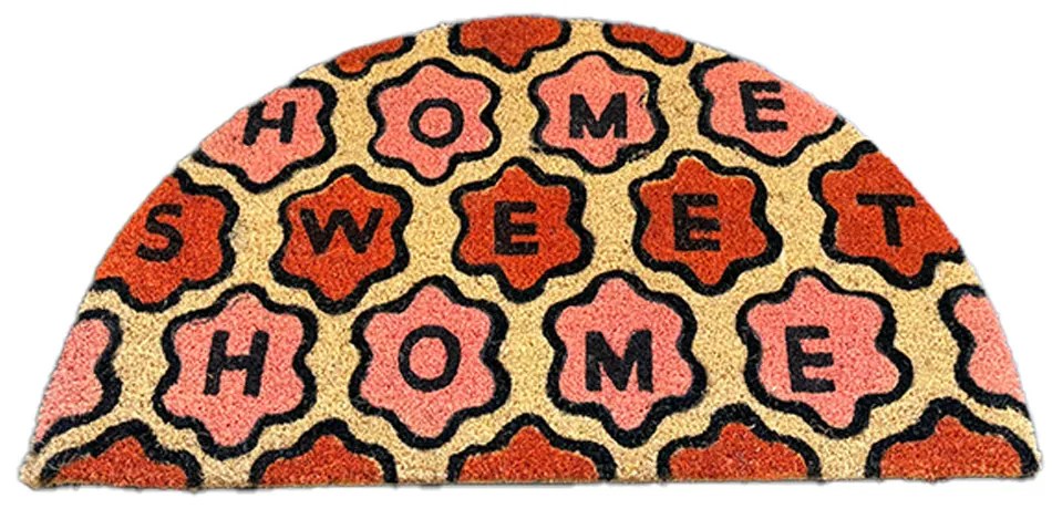 Sweet Home&#039; félkör alakú kókusz lábtörlő 45x75 cm