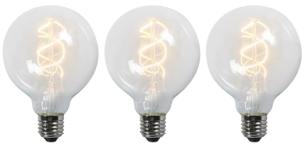3 db E27 LED csavart izzószál izzó készlet G95 átlátszó 5W 400lm 2200K
