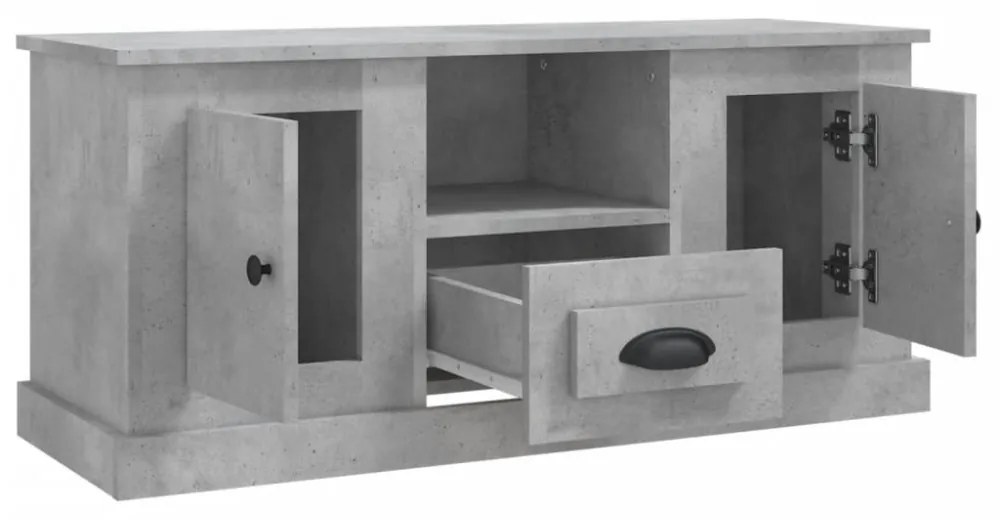 betonszürke szerelt fa TV-szekrény 100 x 35,5 x 45 cm
