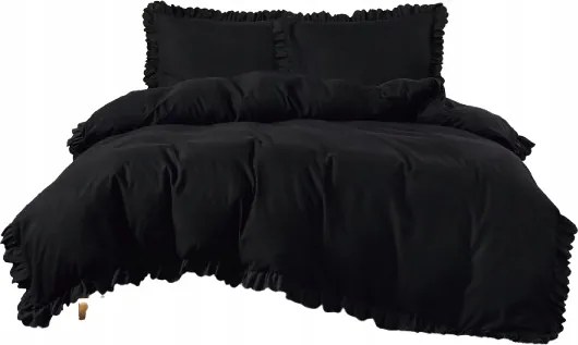 Fodros ágyneműhuzat fekete 200x220 mikroszálas 3 részes cotton world