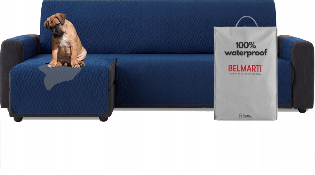 Ágytakaró vízálló kanapé sarokvédő teflon sötétkék 200 cm bal