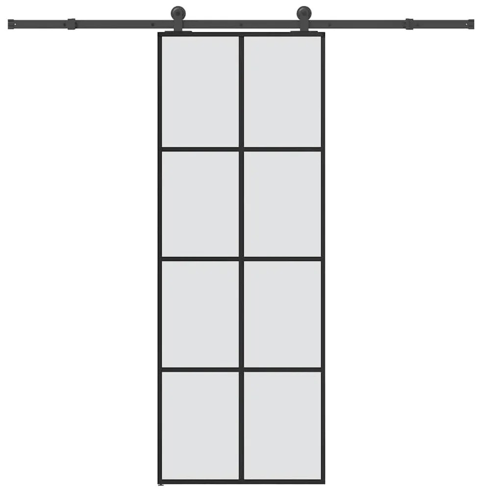 ESG üveg és alumínium tolóajtó fémszerelvény-szettel 76x205 cm