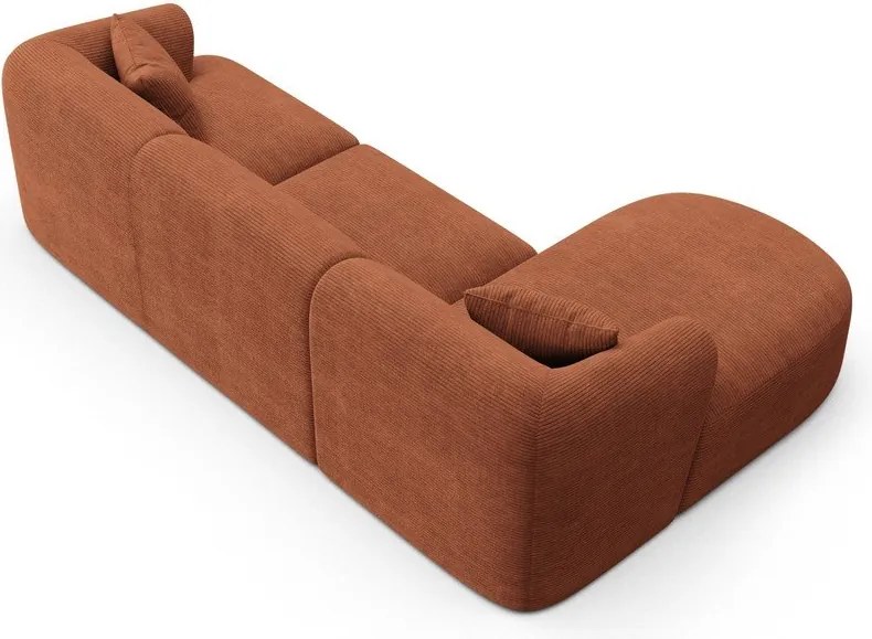 Terrakotta színű kordbársony sarokkanapé (bal oldali-heverő résszel) Campi – Cosmopolitan Design