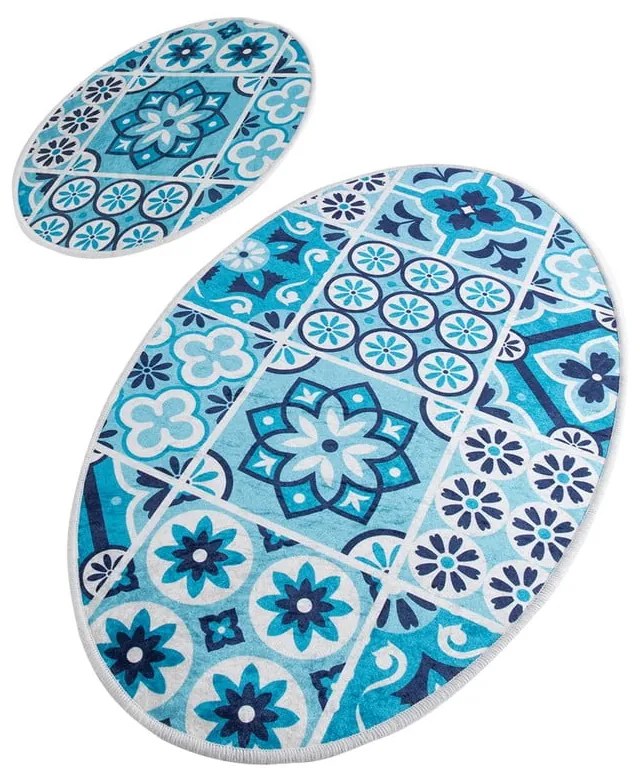 Kék fürdőszobai kilépő szett 2 db-os 60x100 cm Ceramic – Foutastic