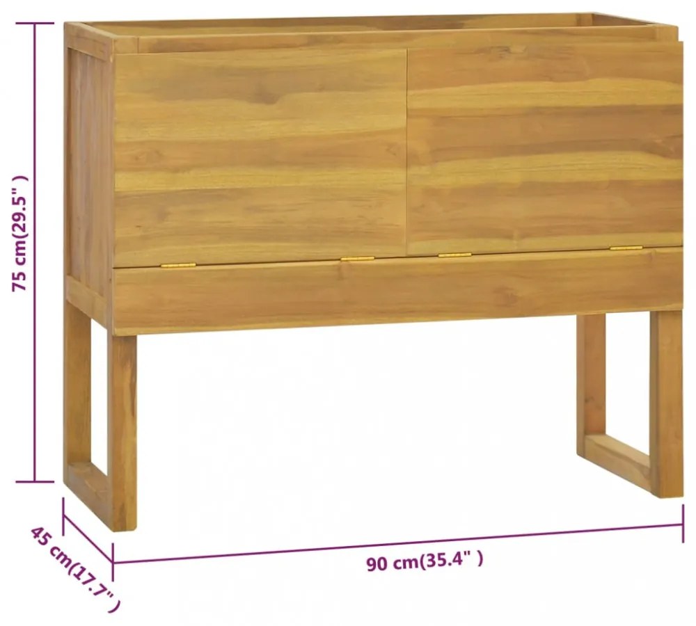 tömör tíkfa fürdőszobaszekrény 90 x 40 x 75,5 cm