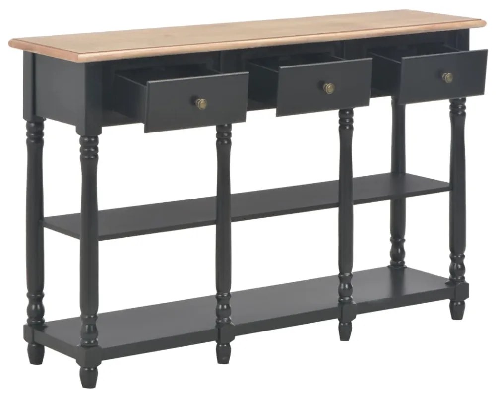 fekete szerelt fa tálalóasztal 110 x 30 x 76 cm