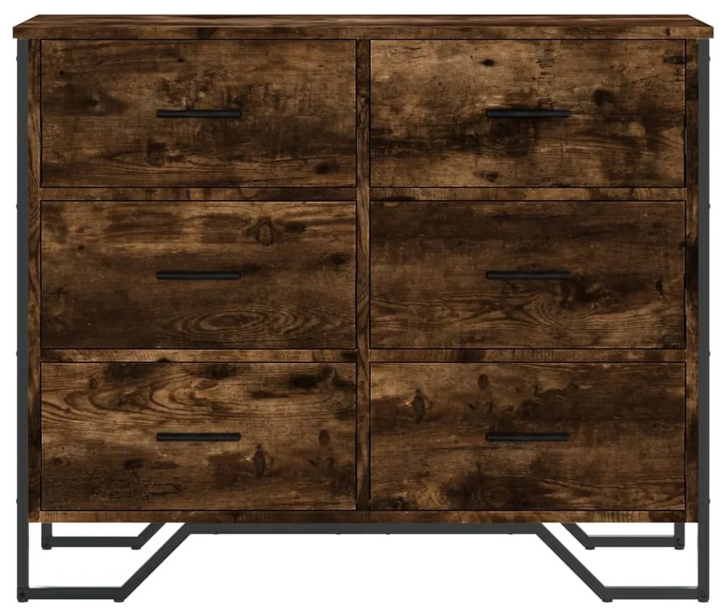 füstös tölgy színű szerelt fa komód 91 x 35,5 x 74,5 cm