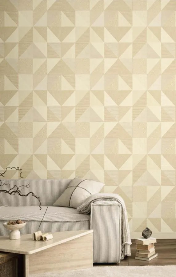 Parato Cristiana Masi Vitalis Dynamo bézs geometrikus texturált vlies tapéta – 32411
