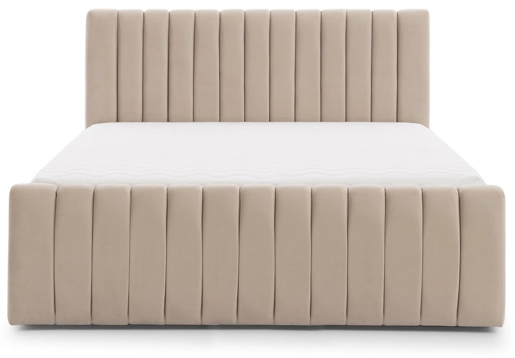 Nicole franciaágy 140x200 tárolóval - bézs Velluto 2 bársony