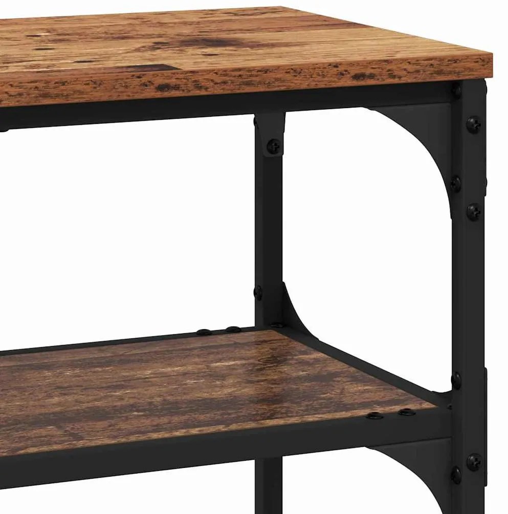 Konzolasztal polcokkal Régi fa 100 x 30 x 75 cm Faanyag