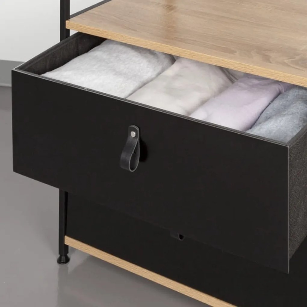 Intenso Home ruhafogas 2db nagyméretű fiókkal polcokkal 60 x 175cm modern tölgy színben | Előszobai ruhatároló cipőtartóval / nyitott gardrób