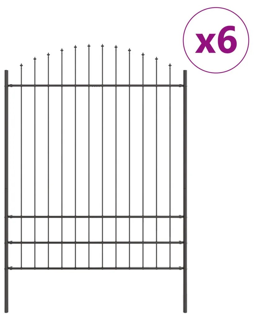 Kerti Kerítés Íves Felső Szürke 10,2x2 m Acél