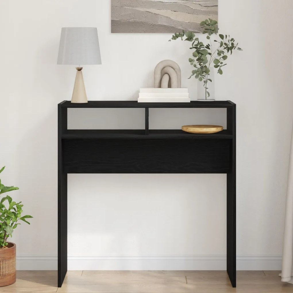 fekete tölgy konzolasztal - 78x30x80 cm - Műanyagfából készült