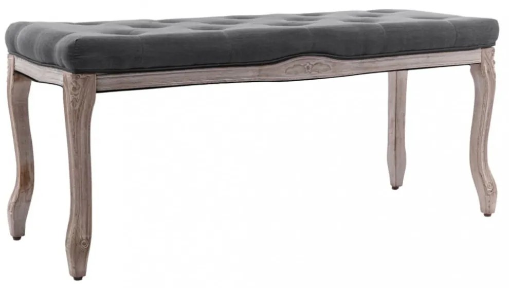 sötétszürke tömör fa pad vászonkárpittal 110 x 38 x 48 cm