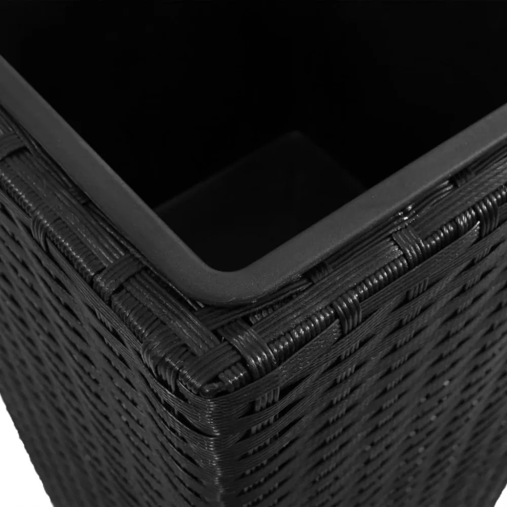 3 db fekete polyrattan kerti magaságyás