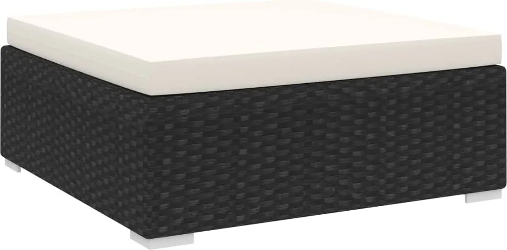 vidaXL 1 db fekete polyrattan moduláris lábtartó párnával