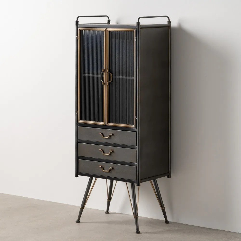 Fekete fém tálalószekrény 58x150 cm Brick – Ixia