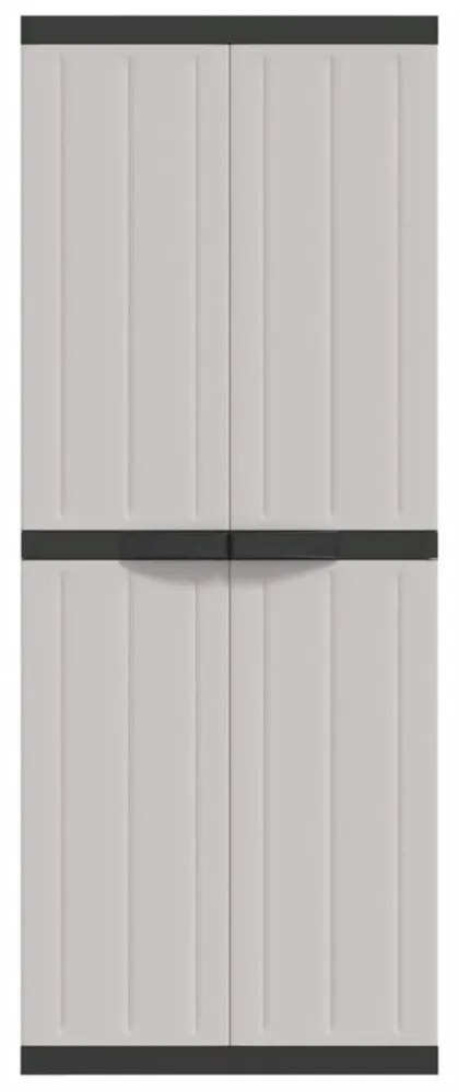 szürke és fekete PP kültéri tárolószekrény 65 x 37 x 165 cm
