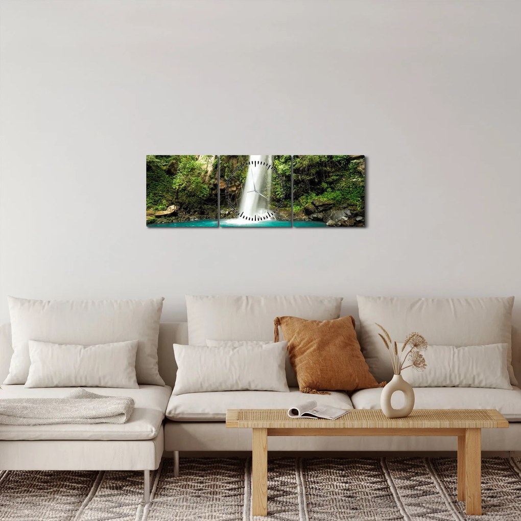 Kép - Vízesés (órával) (90x30 cm)