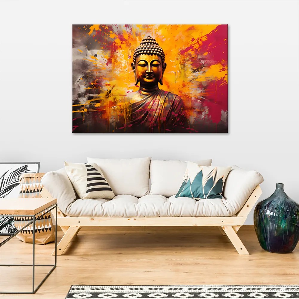 Gario Vászonkép Buddha szobor egy absztrakt háttér Méret: 120 x 80 cm