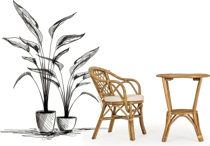 Natúr színű tömörfa-rattan kerti szék Athina – Bizzotto