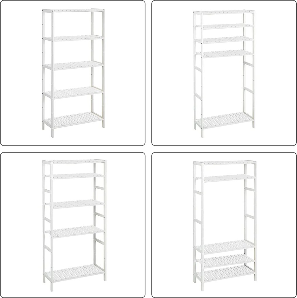 Bambusz polc fürdőszobába, konyhába, 5 szintes 60x26x130cm