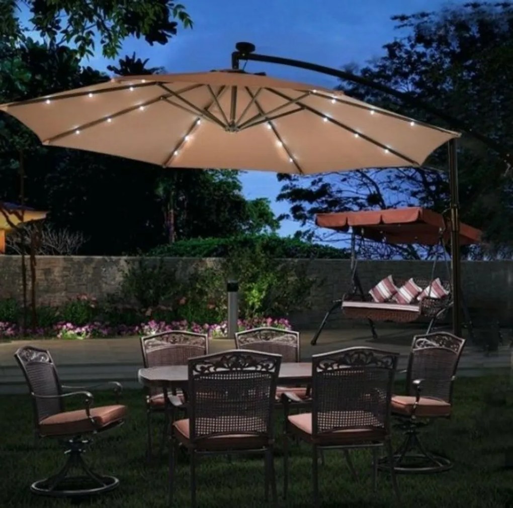 Napelemes dekor fényfüzér napernyőhöz