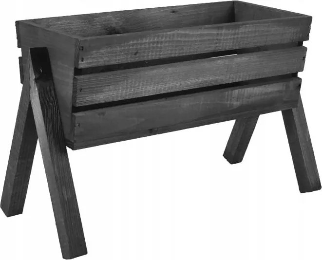 Fekete Virágágyás Lábakon Fa Virágtartó Doboz 46x21x28 cm