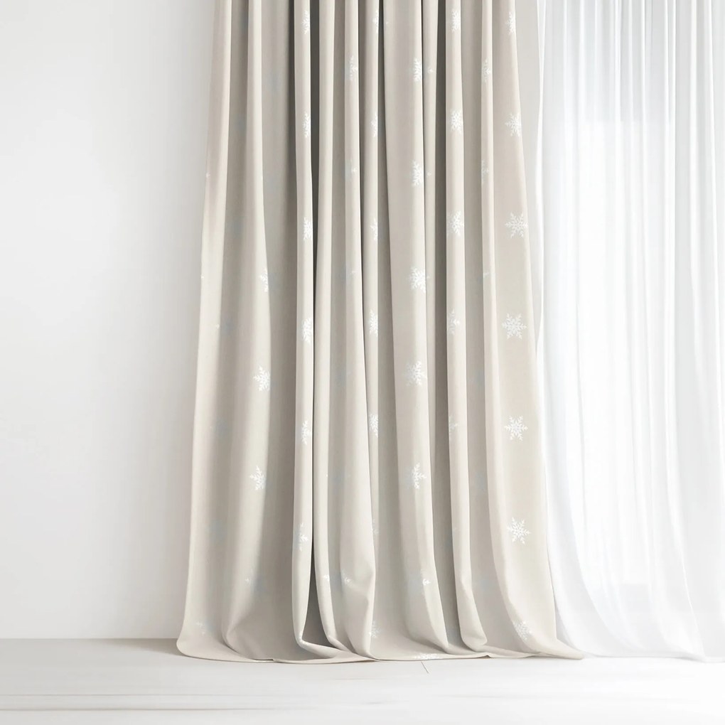 Goldea natura karácsonyi drapéria - hópelyhek természetes alapon 180x135 cm