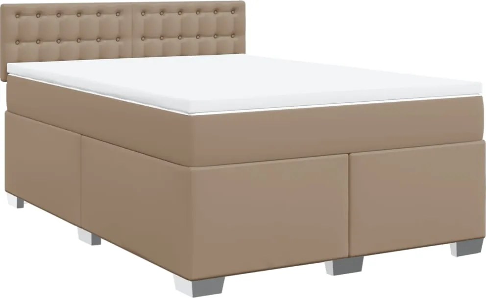 vidaXL cappuccino színű műbőr rugós ágy matraccal 140 x 190 cm
