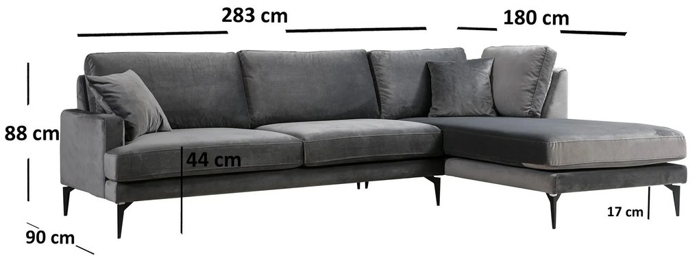 Sarokkanapé Papirolla (J) (antracit + fekete). 1106937