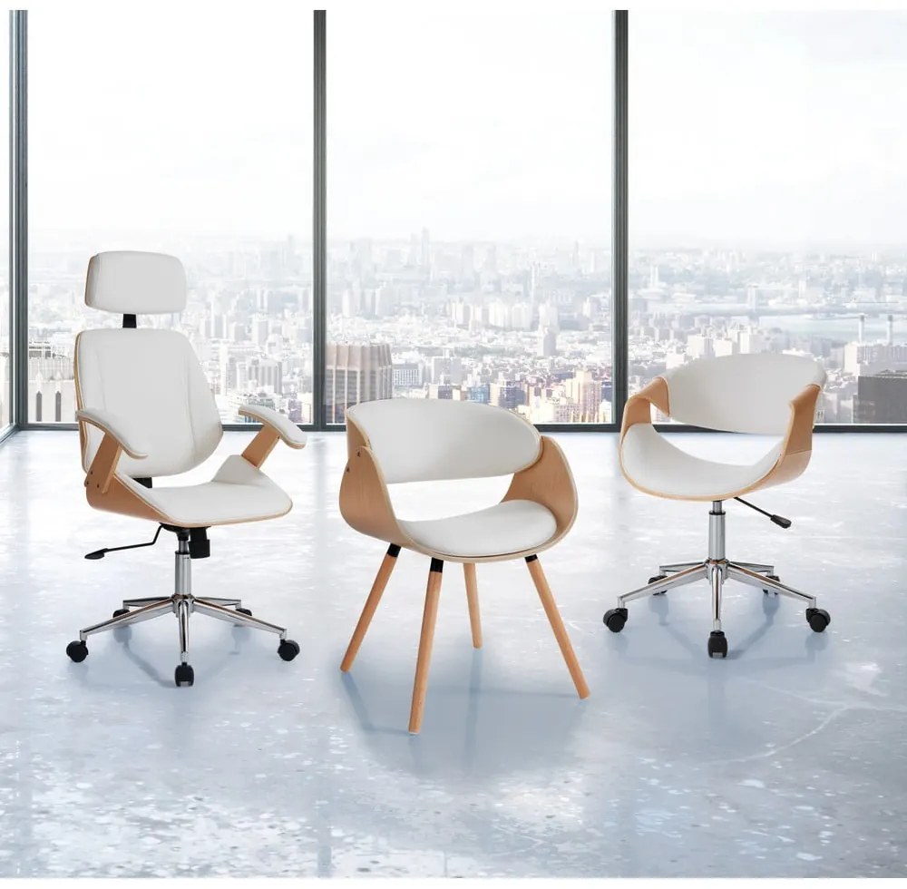 Fehér-natúr színű bőrutánzat irodai szék Visby – Tomasucci