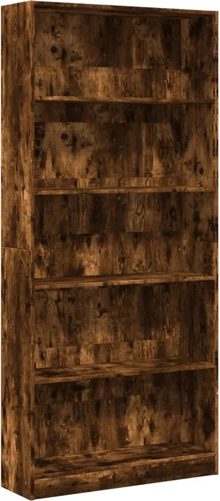 vidaXL füstös tölgy színű szerelt fa könyvszekrény 80 x 24 x 176 cm