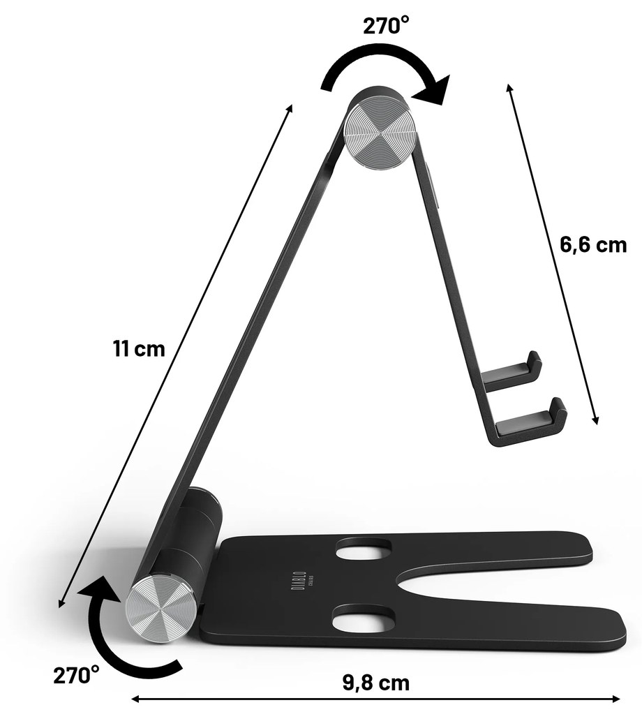 Diablo X-Dock alumíniumból készült asztali telefontartó, telefontartó állvány