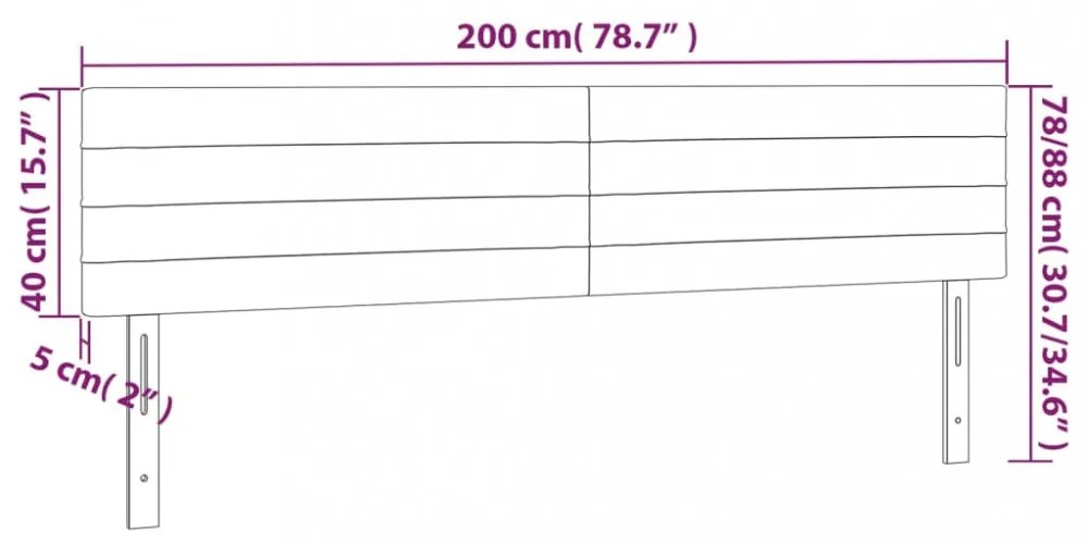 sötétbarna szövet LED-es fejtámla 200x5x78/88 cm
