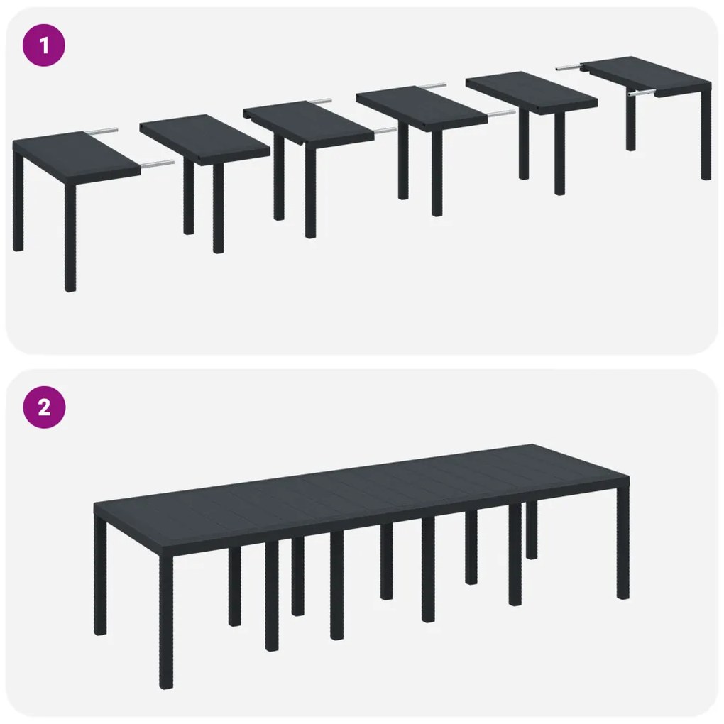 13 darabos Kerti Étkezőkészlet Párnákkal Antracit Polirattan, Kert Asztal Antracit 150x100x73 cm Polirattan, Kerti Székek Párnákkal 4 db Antracit Polirattan