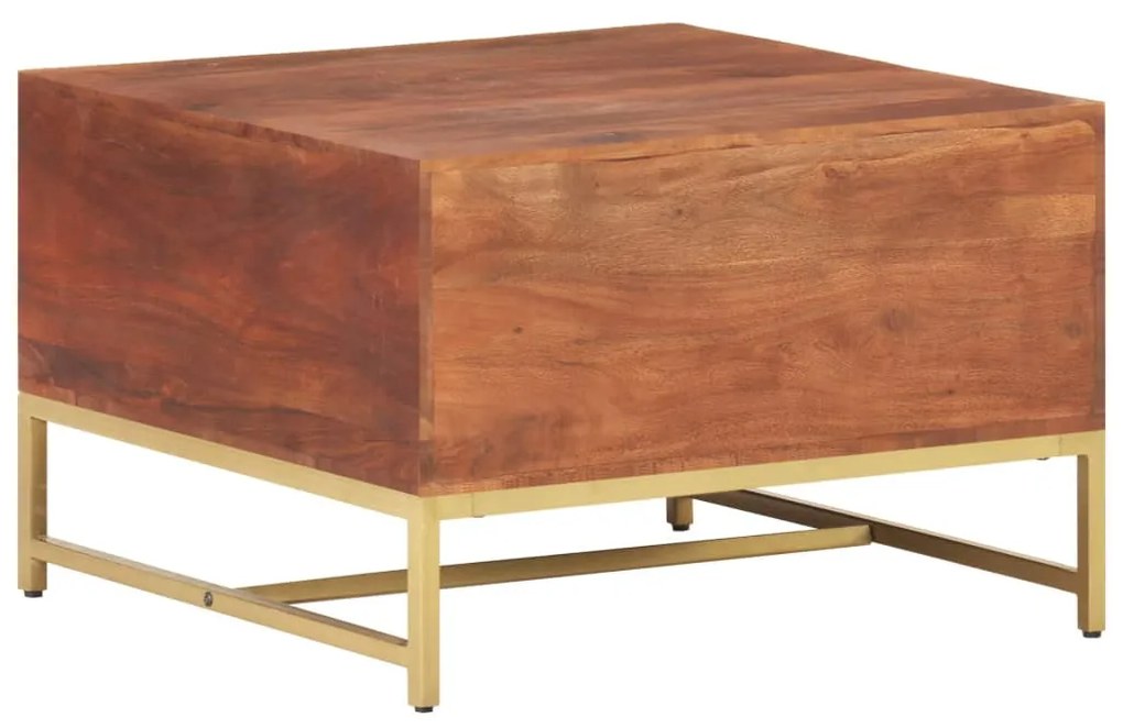 Mézbarna tömör akácfa dohányzóasztal 67 x 67 x 45 cm