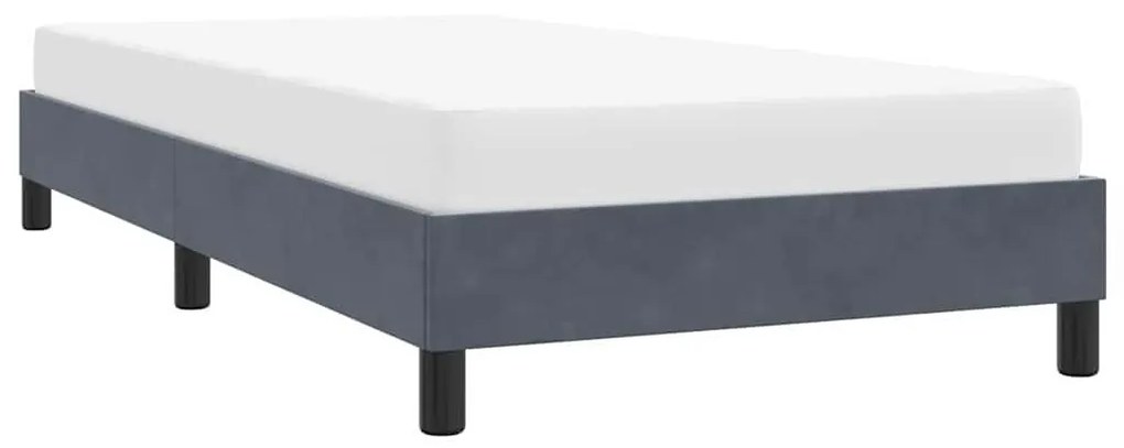 sötétszürke bársony ágykeret matrac nélkül 80x210 cm