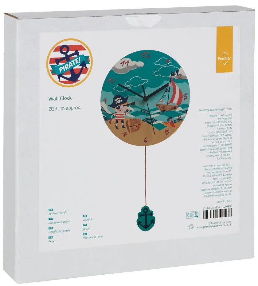 Gyerek óra ø 23 cm Pirate – Premier Housewares
